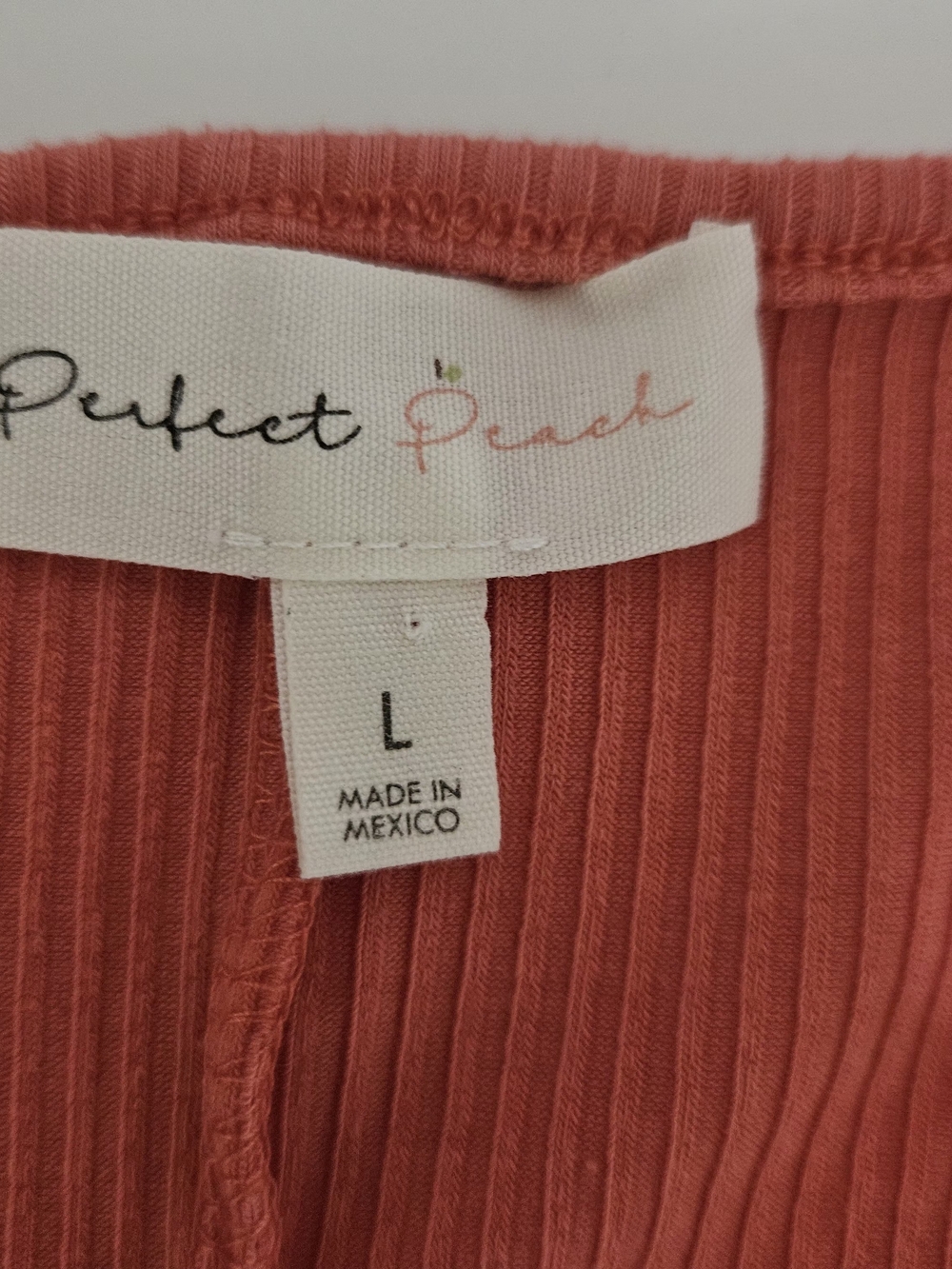 PERFECT PEACH Terracotta Rib Knit Ruffle Flutter Sleeve Top Large - Picture 5 of 8